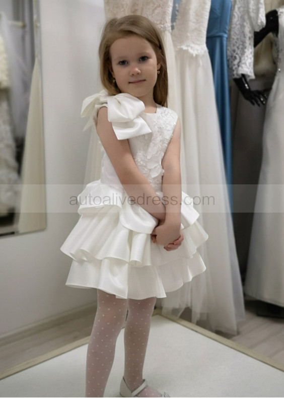 Cute Lace Satin Stylish Flower Girl Dress